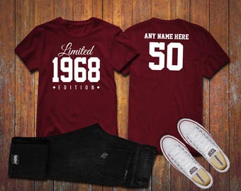 1968 Limited Edition 50th Birthday Party Shirt, 50 years old shirt, limited edition 50 year old, 50th birthday party tee shirt Custom