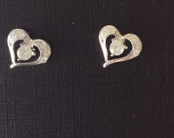 Hypo Allergenic Earrings Heart Shaped Studs withCZ,s
