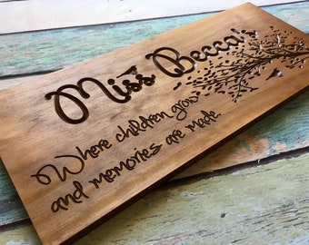 Custom Wooden Sign for teachers, best babysitter gifts, Personalized thank you gifts, Daycare Provider Gifts, Wood Signs, Free Shipping