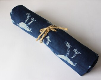 The sparrow print Indigo cotton