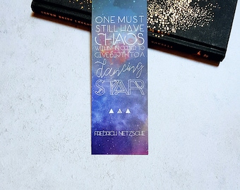 Friedrich Nietzsche Literary Quote Galaxy Bookmark, fathers day gifts, bookworm gifts, literary gifts, book quotes, motivational quotes