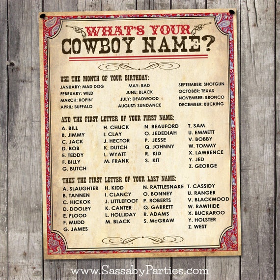 Wild West Cowboy Name Poster INSTANT DOWNLOAD What s Wild West Cowboy Name Poster INSTANT DOWNLOAD What s