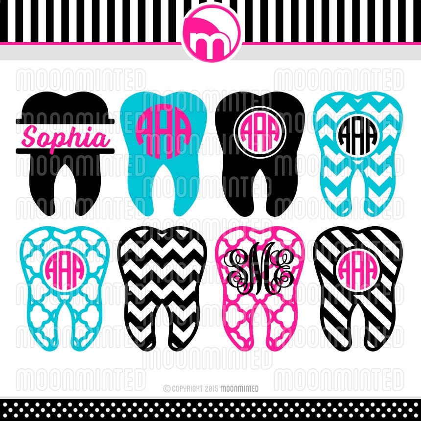 Download Dentist Tooth SVG Cut Files Monogram Frames for Vinyl