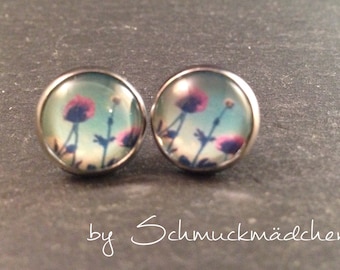 Earrings stainless steel poppies