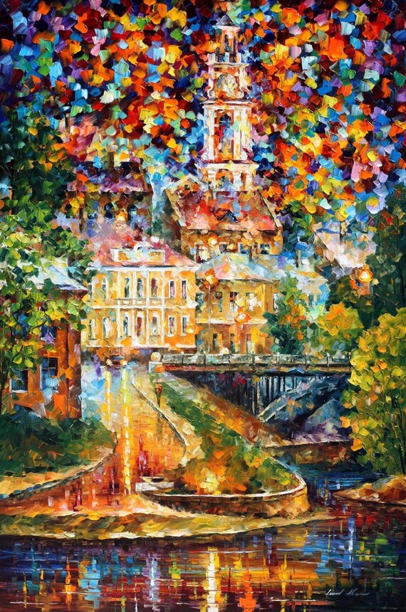 Vitebsk Reflection Palette Knife Cityscape Bright Fine Art