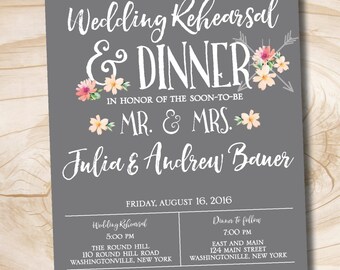 rehearsal dinner invitation watercolor flowers floral diy