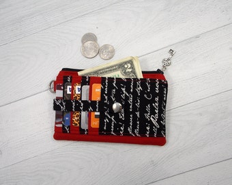 Mini Wallet • Ready to Ship Credit Card Wallet MINI Here We Go Wallet Change Purse Custom Made • Small Wallet Mothers Day SALE Gift Idea