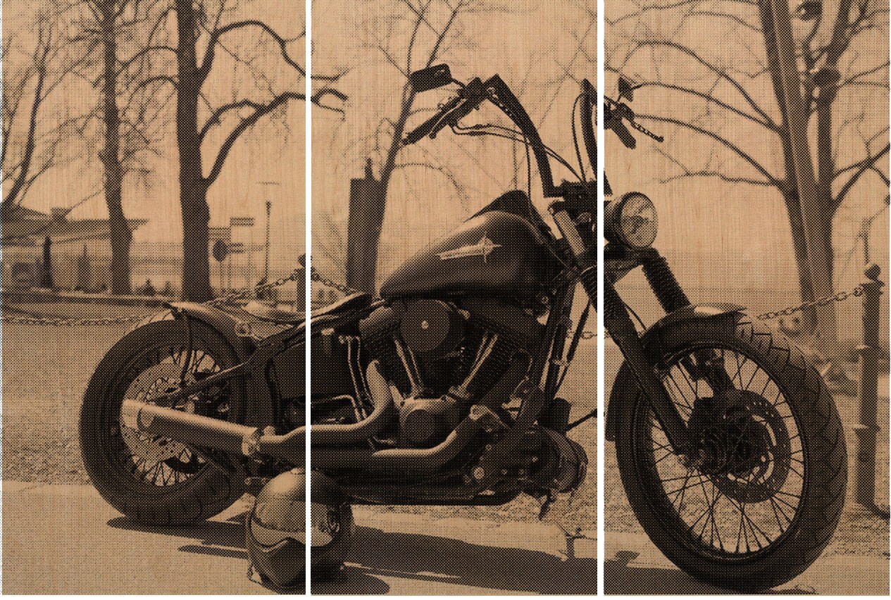 Harley Davidson Motorcycle Bike Print On Wood Painting Harley Davidson Motorcycle Bike Print On Wood Painting