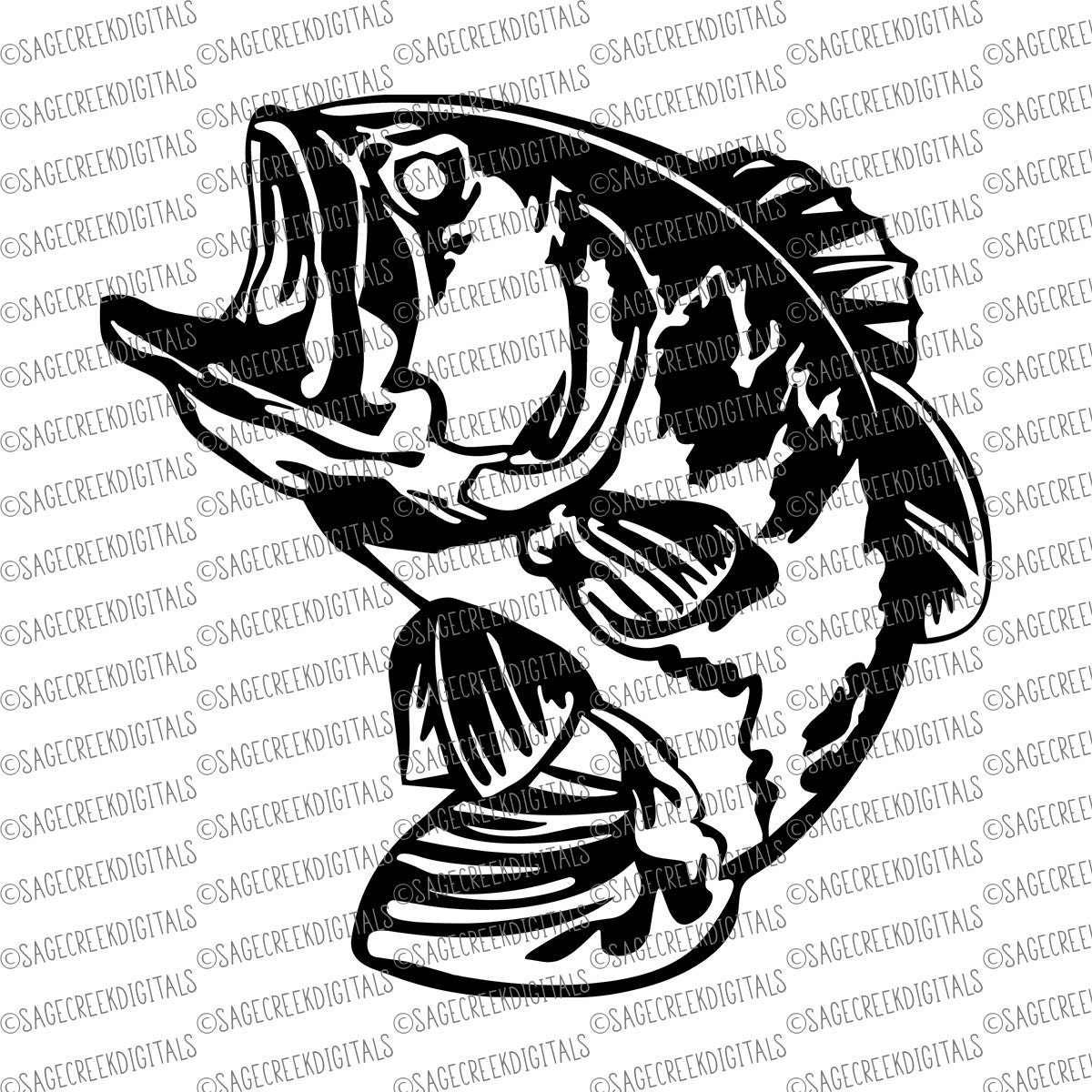 Download Bass Fish SVG Cut File, Cuttable Files, Silhouette Cut ...