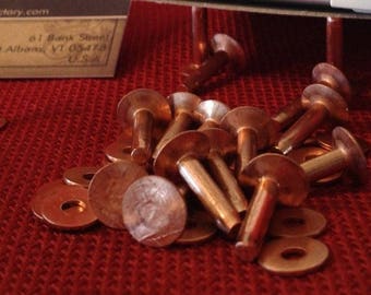 Copper Rivets and Burrs #12 - Lengths: 3/8", 1/2", 5/8", 3/4,", 1" - choice of quantity