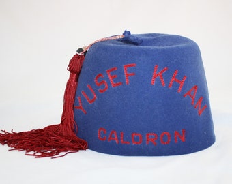 Vintage Yusef Khan Caldron Shriners Fez Hat and Tassel