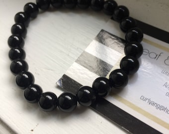 8mm - Black onyx beaded stretchy bracelet, mens bracelet, womens bracelet, onyx bracelet, black bead bracelet, minimalistic bracelet