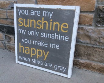 Wood Sign, 17.5" You Are My Sunshine, Hand Painted Sign, Sign With Words, Distressed Wood Sign, Inspirational Sign, Subway Art, Wall Decor
