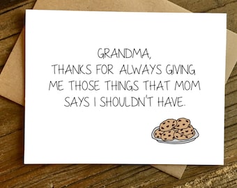 Mother's Day Card for Grandma - Grandma Card - Grandma Birthday - Cookies.