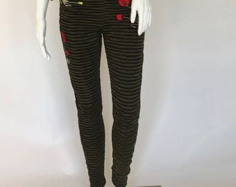 Dark Rose olive striped pants