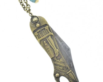 Nehi pocket knife , necklace solid brass with steel blace, sold by each K514