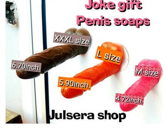 Soap in shape of penis with suction cup. 3 sizes. Huge penis. Any color. Willy. Bachelorette party dick, funny gift, hen party joke sex game
