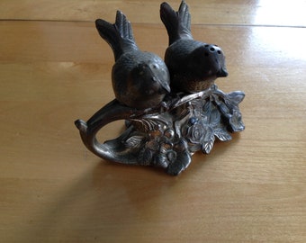 Victorian silver plated Weidlich Bros Love Birds Salt & Pepper Shakers