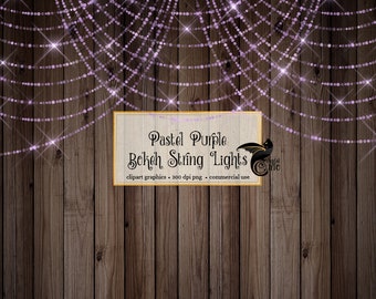 Pastel Purple Bokeh Sparkling String Lights - Digital Overlay PNG Fairy Lights, wedding lights, purple baby shower, glitter shimmer sparkle