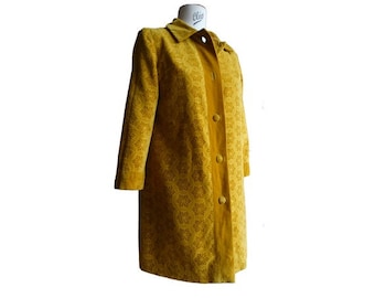 1960s 70s velvet hippie flowers BROCADE Fitted COAT // size small