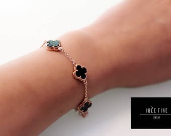 Double sided Red or Black Clover Bracelet