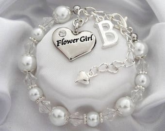 Flower Girl White pearl Wedding Bracelet Flowergirl bracelet Bracelet for Flower girl flower girl gift Flower girl Jewelry flower girl pearl