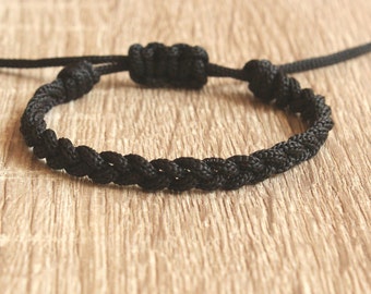 Black Anklet, Surfer Anklet, Unisex Anklet, Vegan Bracelet, Braided Anklet, Mens Bracelet, For Her, Mens Jewelry, Cord Anklet, Mens gift
