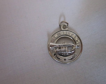 Vintage Souvenir New Orleans Jazz Trumpet Sterling Silver Creo Charm
