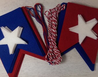 7ft 4th of July Felt Banner, Red White and Blue Garland, Memorial Day **KIT