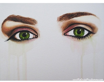 Seeing Into The Soul - Serious - Eye Art - ART PRINT - 8 x 10 - By Mixed Media Artist Malinda Prudhomme