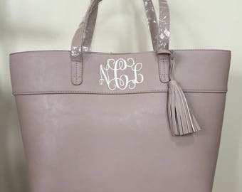 Monogrammed Handbag, Monogram Purse, Personalized Handbag, Purse with Tassel, Monogram Tote, Monogram Gift, Bridesmaid Gift, Shoulder Bag