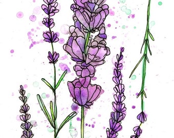 Lavender watercolor / Original artwork