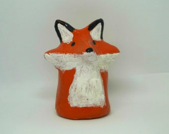 Small clay fox animal totem figurine