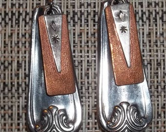 Decorated Copper Banner Earr.