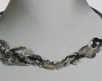 When Night Falls - OOAK Freeform Beaded Necklace