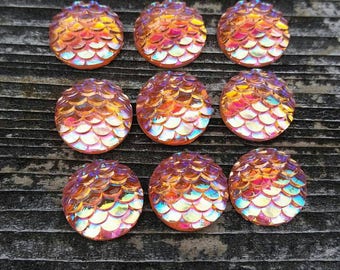 12mm Peach Ab Scale Cabochon