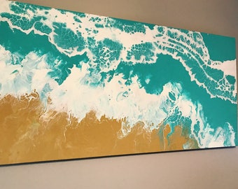 Large ocean fluid painting