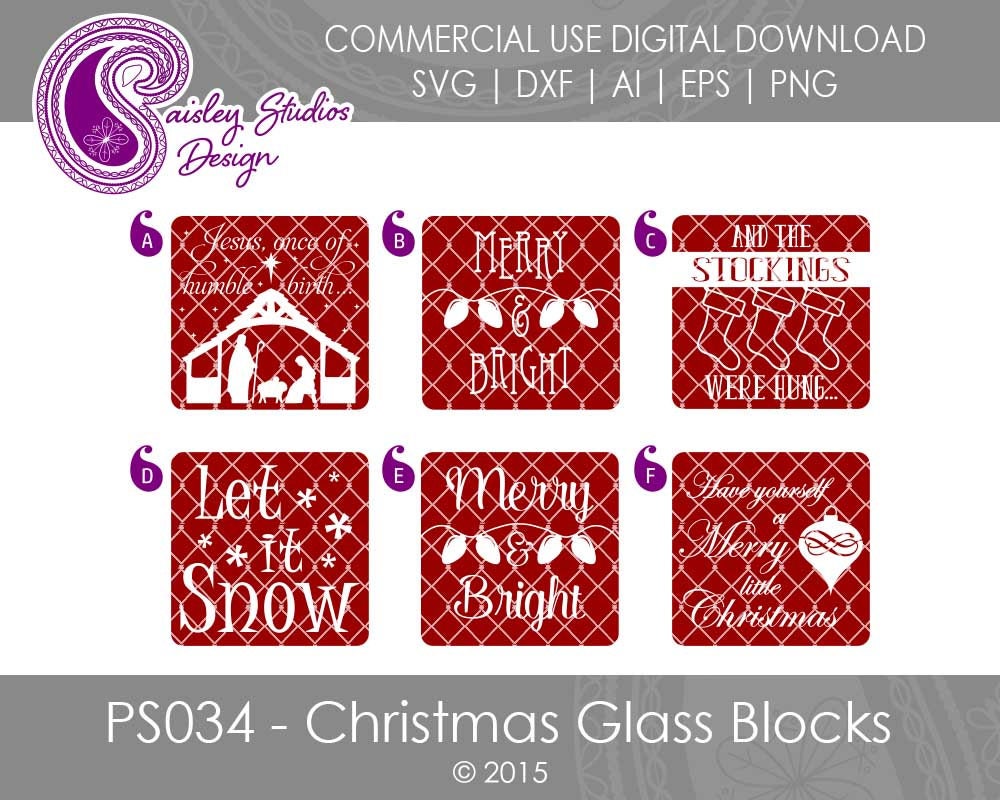 Download Christmas SVG Files Glass Block SVG Files Merry and Bright