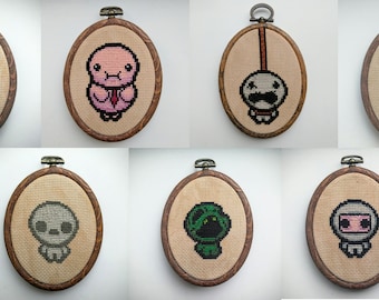 Binding of Isaac Seven Deadly Sins Cross Stitch in 3.5" Oval Hoop