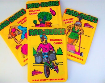 NOS, sealed, Rad Dudes trading cards, Rad Dudes, trading cards, trading card, 1990, collectable trading cards, retro, vintage trading cards