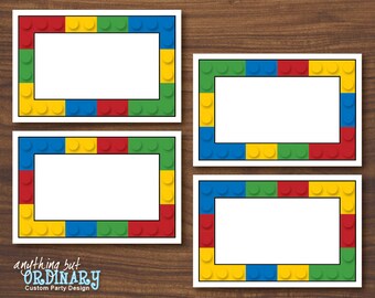 DIY Building Blocks Editable Table Tents, INSTANT DOWNLOAD, digital printable file