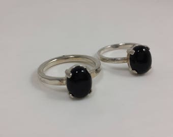 Black Onyx Ring / Argentium Silver Ring / Silver Ring / Size 6 US or 7 1/2 US