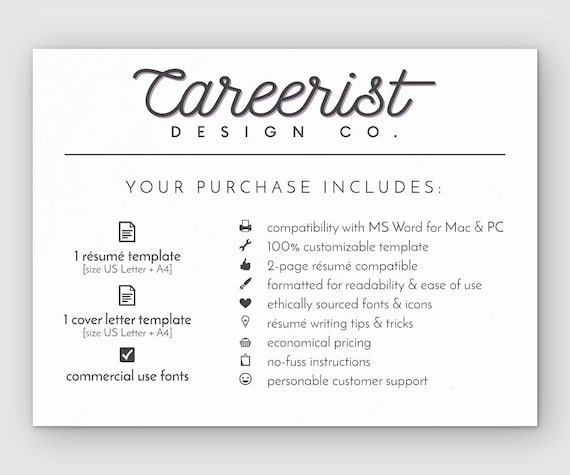 resume template modern resume resume for word cv template cover letter resume instant download minimalist professional resume design - Cover Letter For A Resume Example resume template modern resume resume for word cv template cover letter resume instant download minimalist professional resume design - Cover Letter For A Resume Example