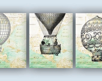 Hot Air Balloon, Flying Decorations, Playroom educational decoration, Balloon print, Hot air balloon communication, Montgolfiere collection