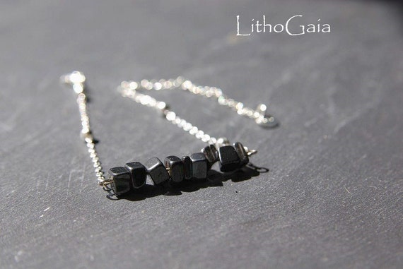 Hematite Bar Bracelet, 925 Sterling Silver, birthstone Bracelet, Hematite jewelry, Hematite Bracelet, Gift for Her, Zodiac, Mother's Day