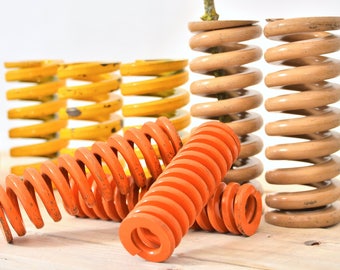 VINTAGE INDUSTRIAL SPRING - Colorfull Metal Coils Machinery Factory Springs Iron Coil Yellow Orange Upcycled Industrial Decor Steampunk Art