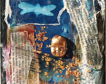 Moth - Mixed Media Encaustic on Canvas Panel
