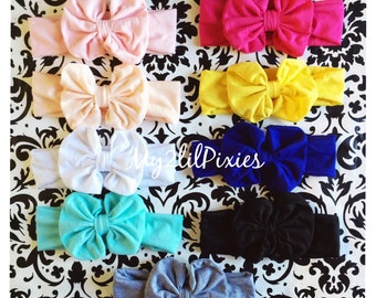 Baby Head wrap, Baby Girl Headbands, Messy Bow, Bow knot Headband,Fabric Headband, newborn headband, Turban, cotton headband, head wrap