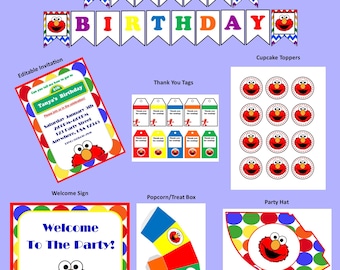 Elmo Birthday, Instant Download, Party Package, Personalized Editable Invitation