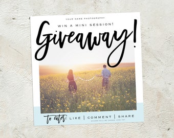 Photography Giveaway Template, Social Media Template, Contest Template, Instagram Facebook Contest Template, Giveaway Template